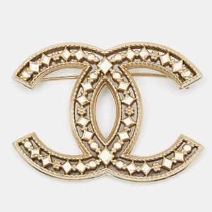 CHANEL CC Brooch Light Gold Classic Designer Sophisticate